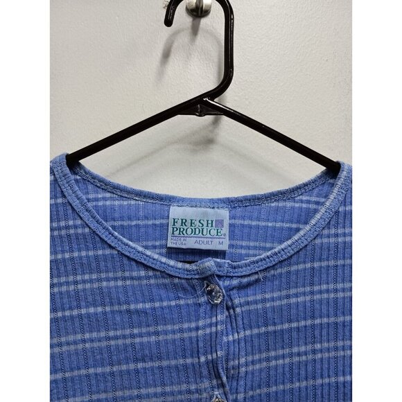 Fresh Produce Womens Cardigan Size Medium Blue Ribbed Lagenlook Button Front - Picture 3 of 9